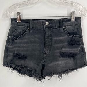 Eunia Black Jean Distressed Shorts Size S